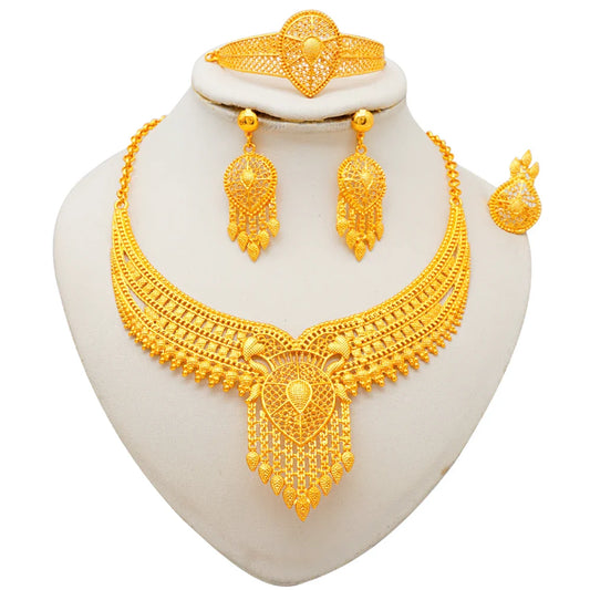NNEOBA Gold Plated African Women’s Jewelry Set-0