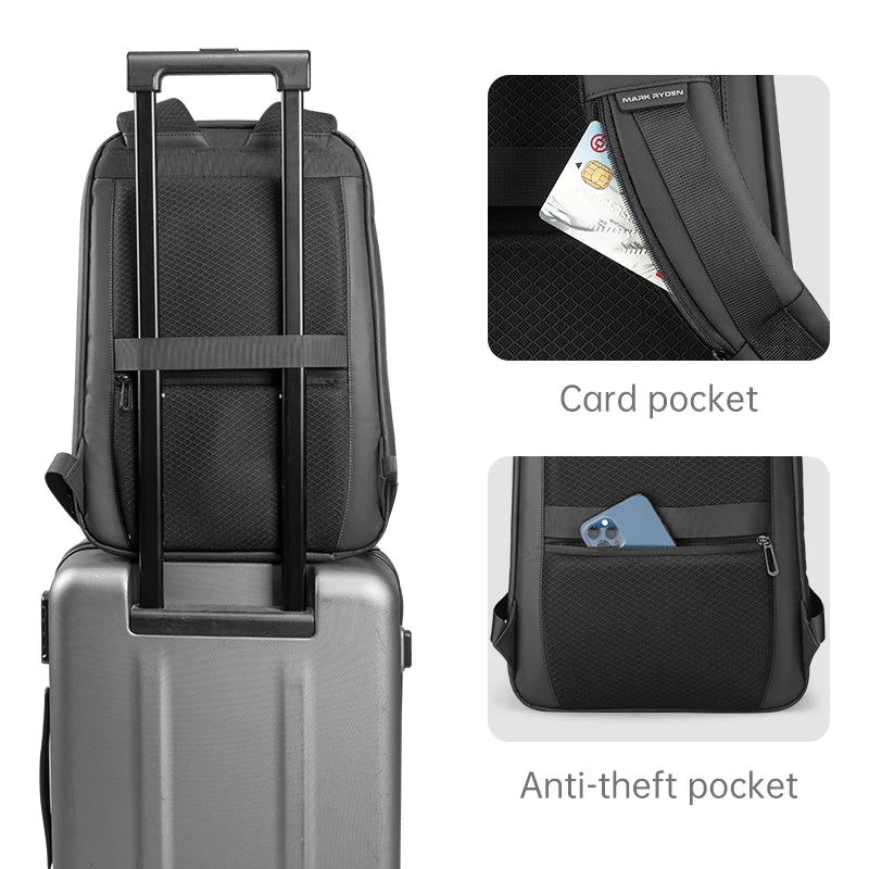 Streamlined Black Minimalist Hard Shell Laptop Backpack-4