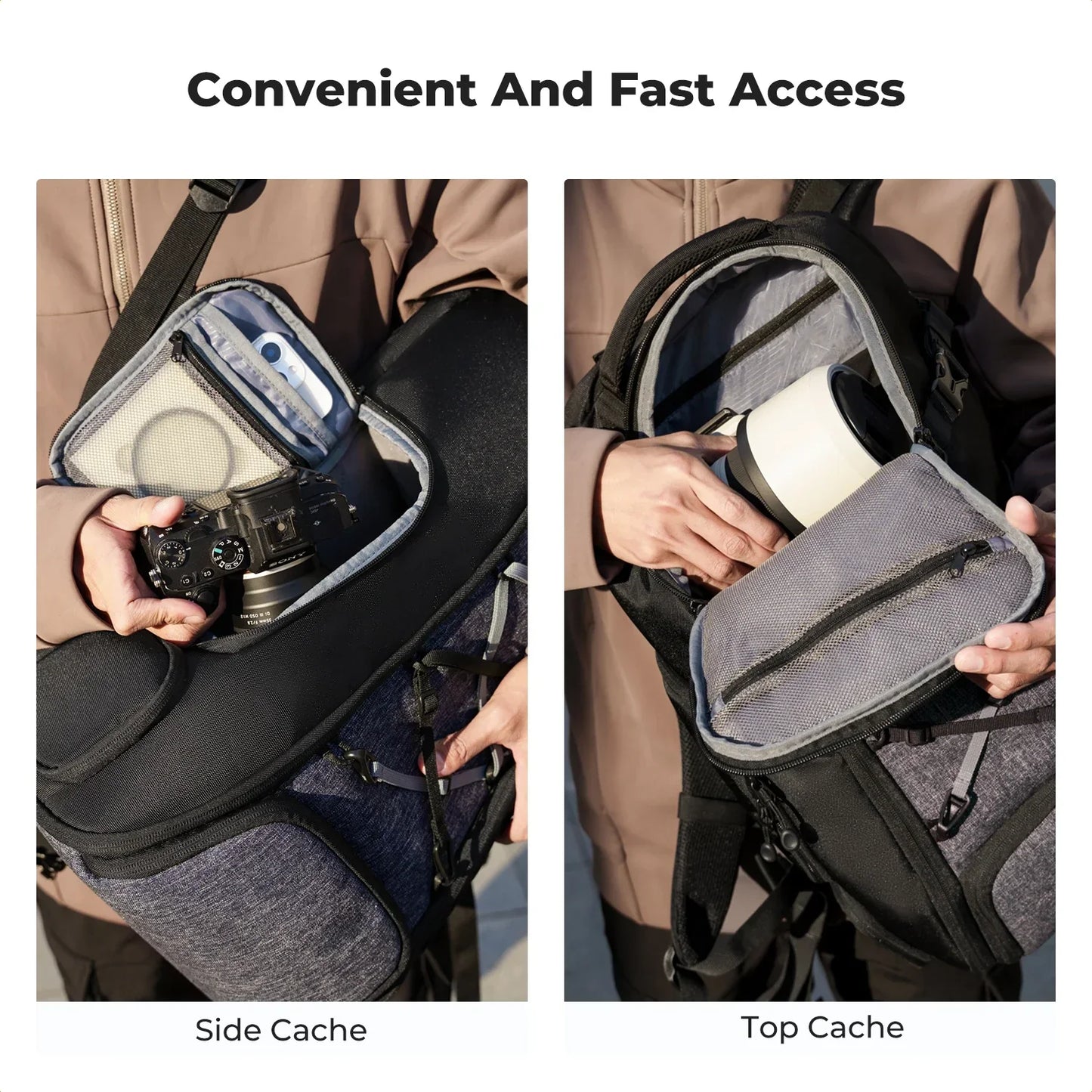 Camera Backpack with Tripod Strap Outdoor Black-3