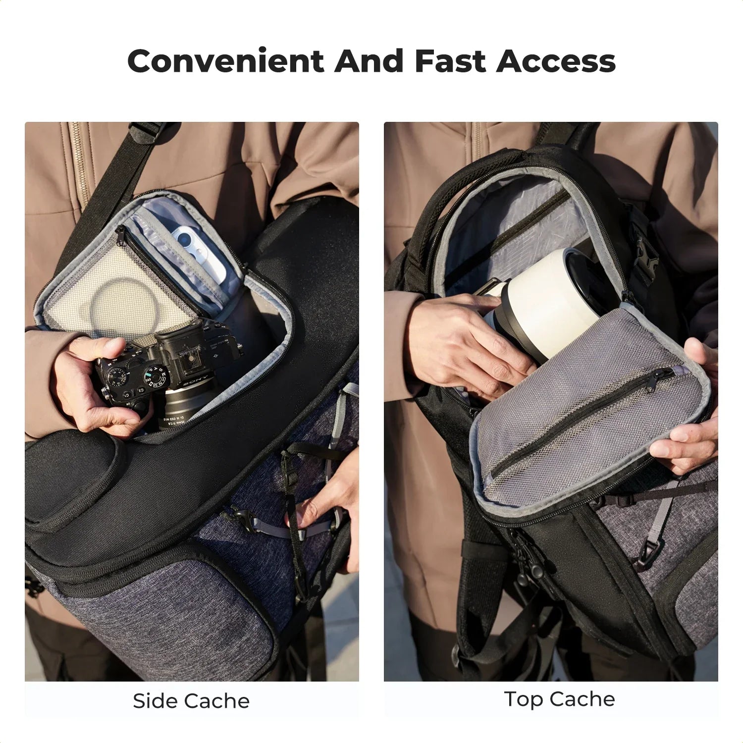 Camera Backpack with Tripod Strap Outdoor Black-3