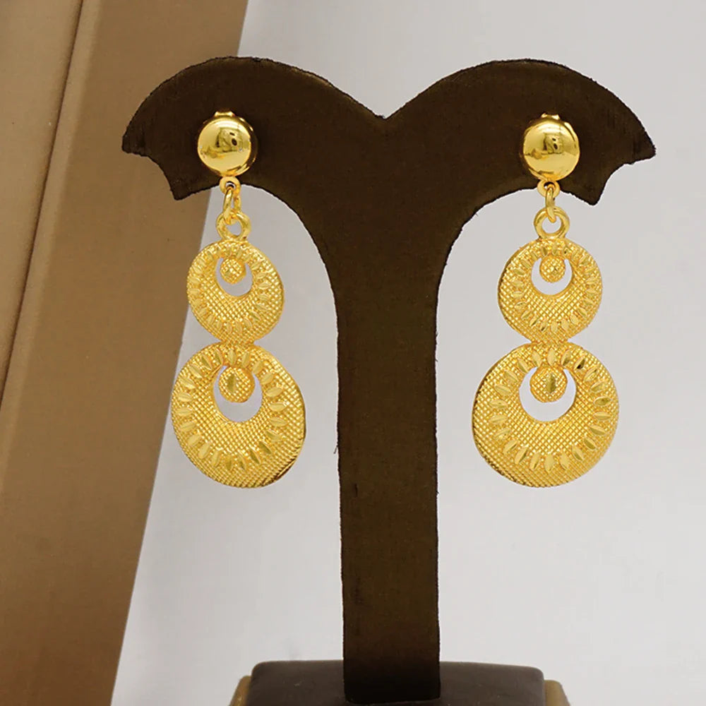 NNEOBA Round Jewelry Set Necklace Bracelet Earrings Ring-3