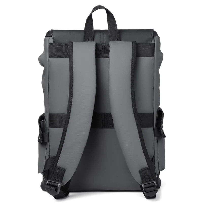 NNEOBA Waterproof PU Leather Laptop Backpack Computer Bag Grey-4