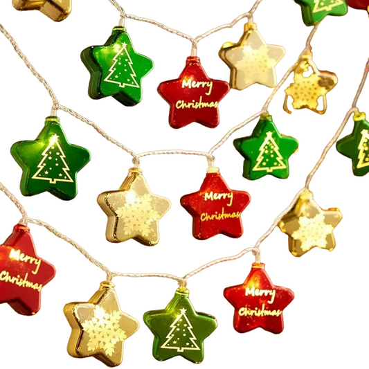 Twinkling Christmas LED Lights String - Festive Star - 2M/10LED-0
