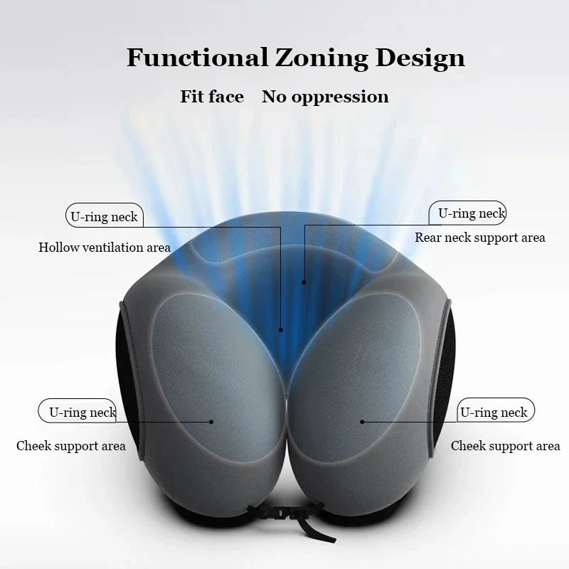 U-Shaped Memory Foam Neck Pillow Travel Support Dark Gray-3