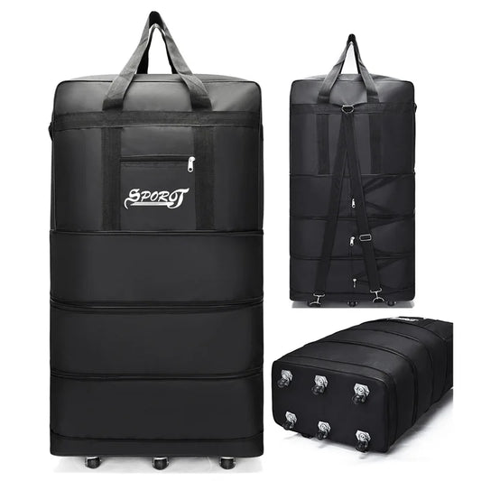 NNEOBA Expandable Travel Backpack with Wheels Black-0