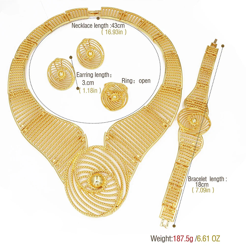 NNEOBA Gold Plated Bridal Jewelry Set for Women-3