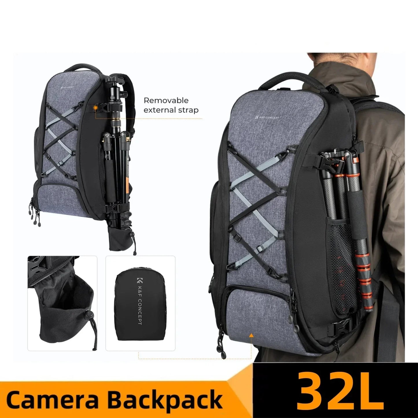 Camera Backpack with Tripod Strap Outdoor Black-1
