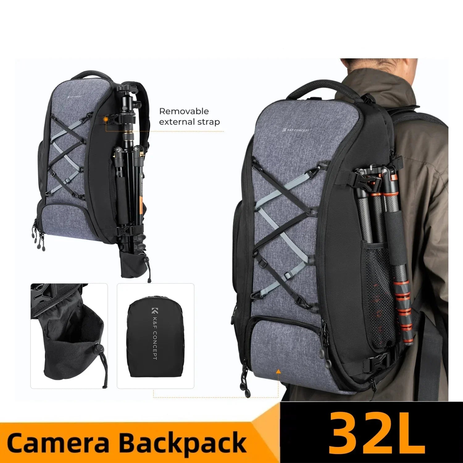 Camera Backpack with Tripod Strap Outdoor Black-1