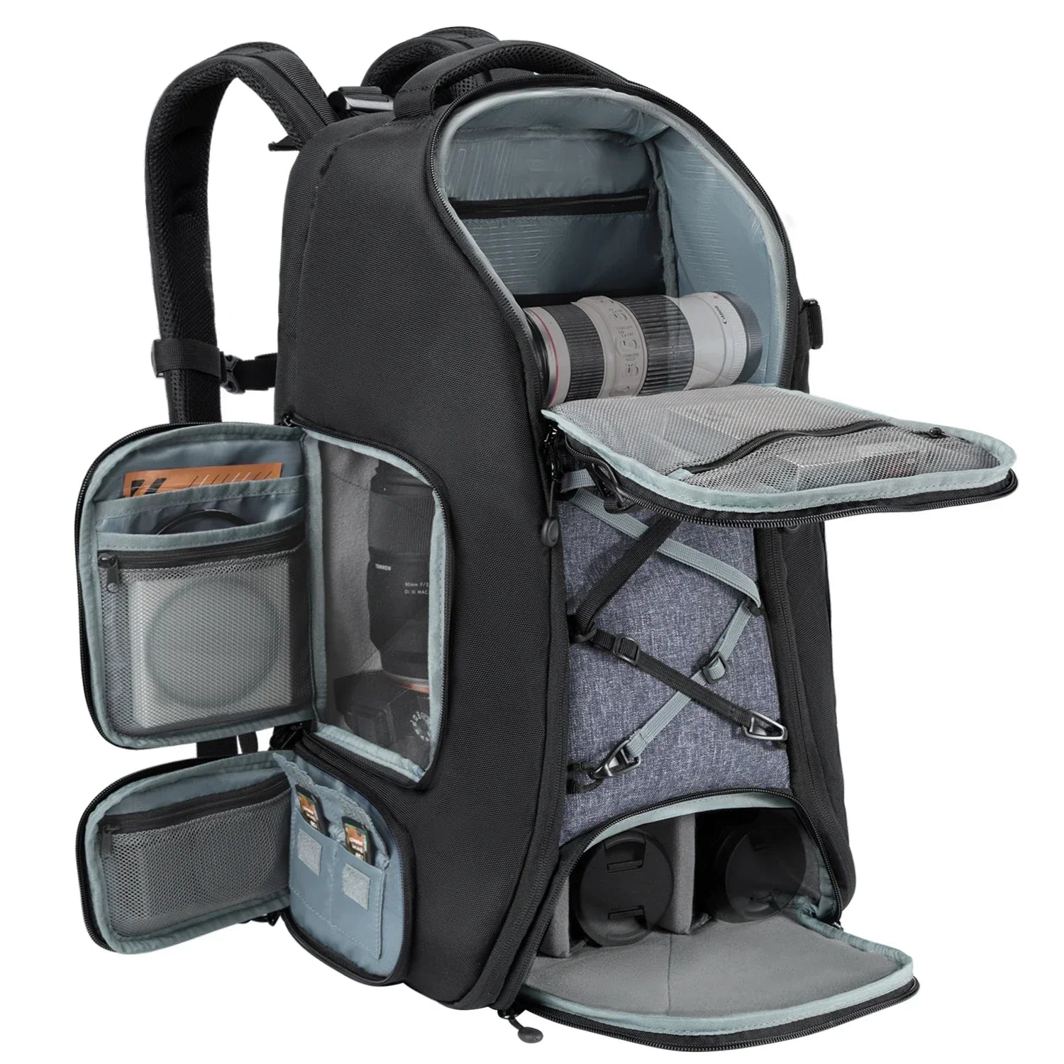 Camera Backpack with Tripod Strap Outdoor Black-0