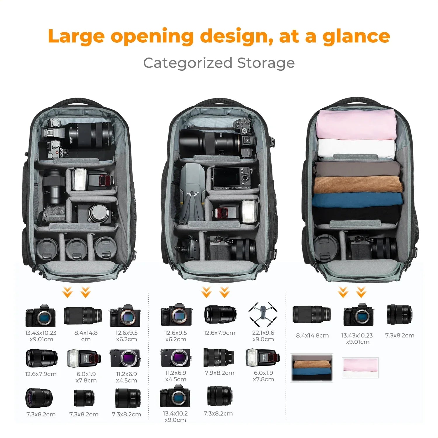 Camera Backpack with Tripod Strap Outdoor Black-4