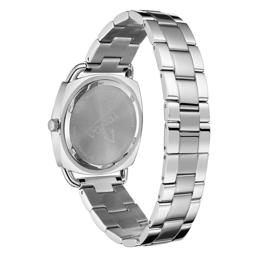 Trnda Women's Silver Stainless Steel Watch, Unique Dial | Trn35ss-3