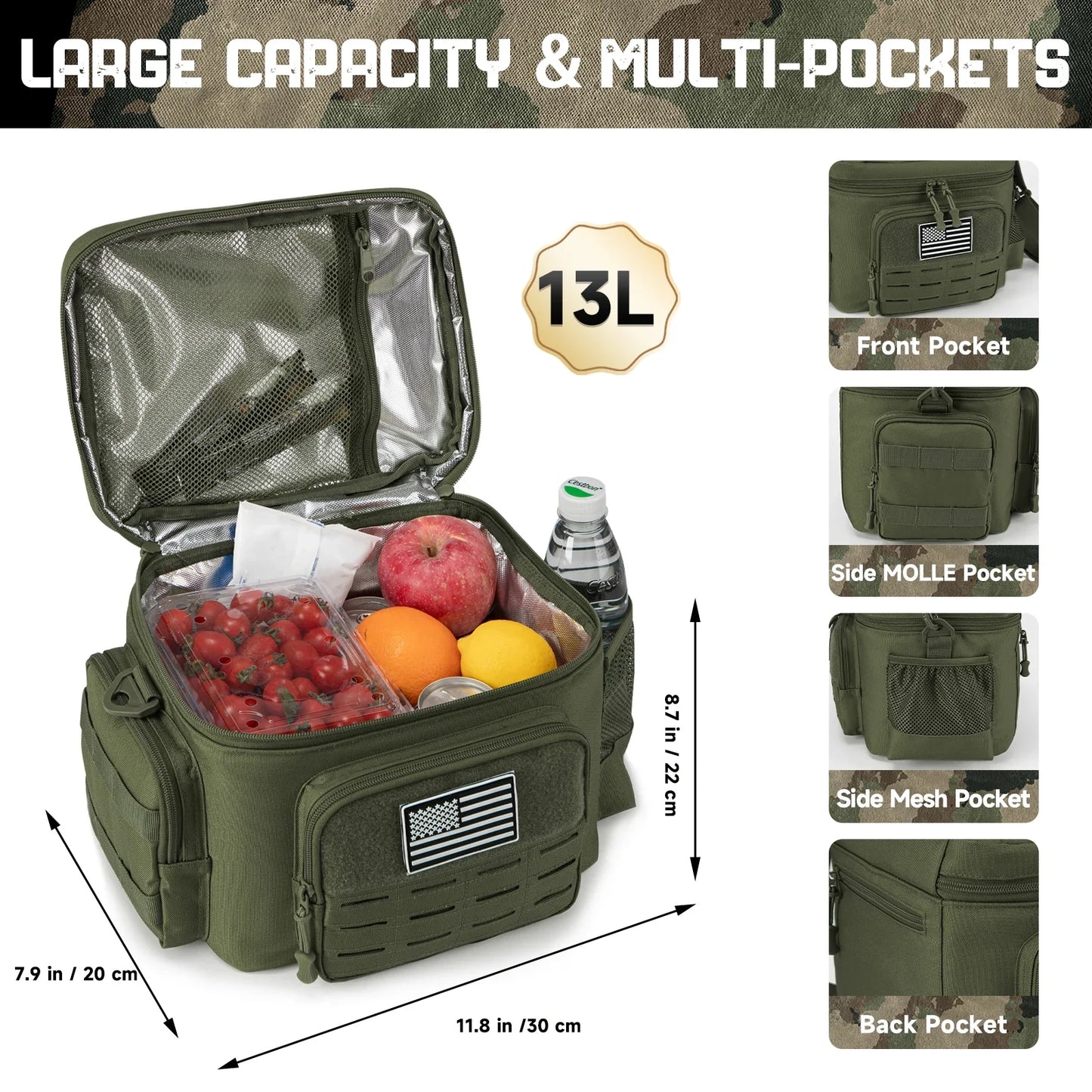 NNEOBA Tactical Lunch Box Heavy Duty Cooler Bag (Green)-1