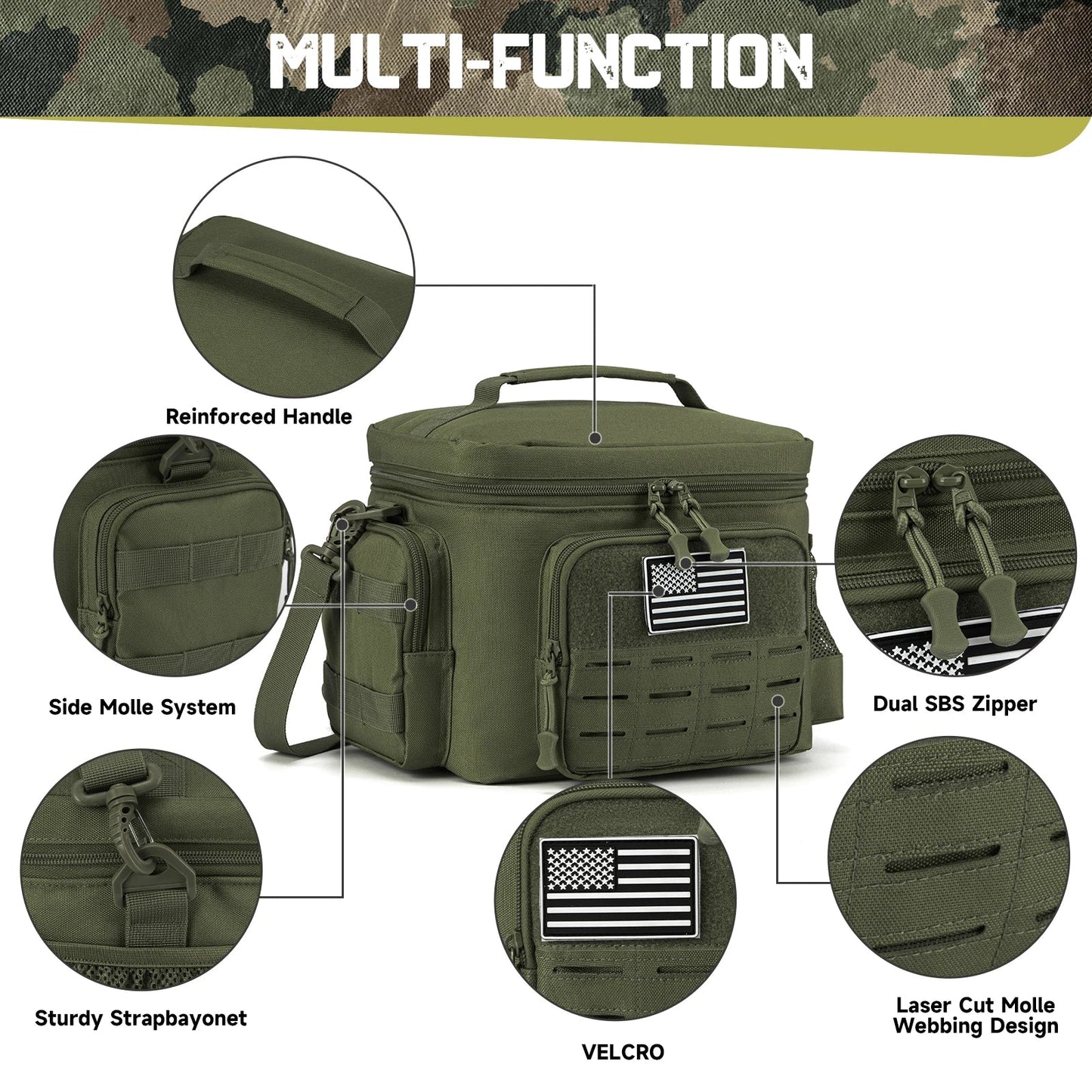 NNEOBA Tactical Lunch Box Heavy Duty Cooler Bag (Green)-2