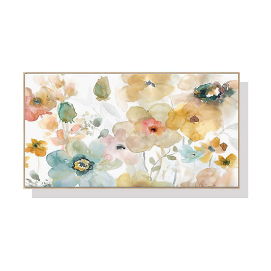 NNEDSZ 40cmx80cm Floral Watercolor Style Wood Frame Canvas Wall Art-0