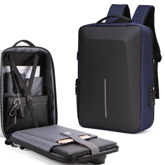 NNEDSZ Anti-theft Hard Shell Backpack for Men - Blue-0