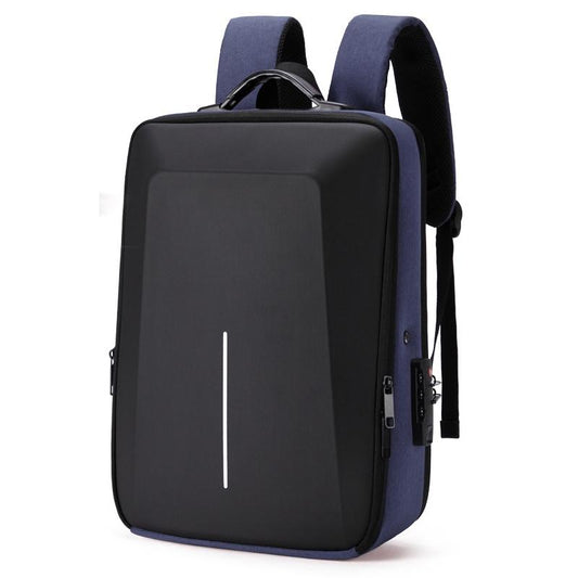 NNEDSZ Hard Shell Backpack Alloy Frame Anti-theft Computer Bag for Men Blue-0