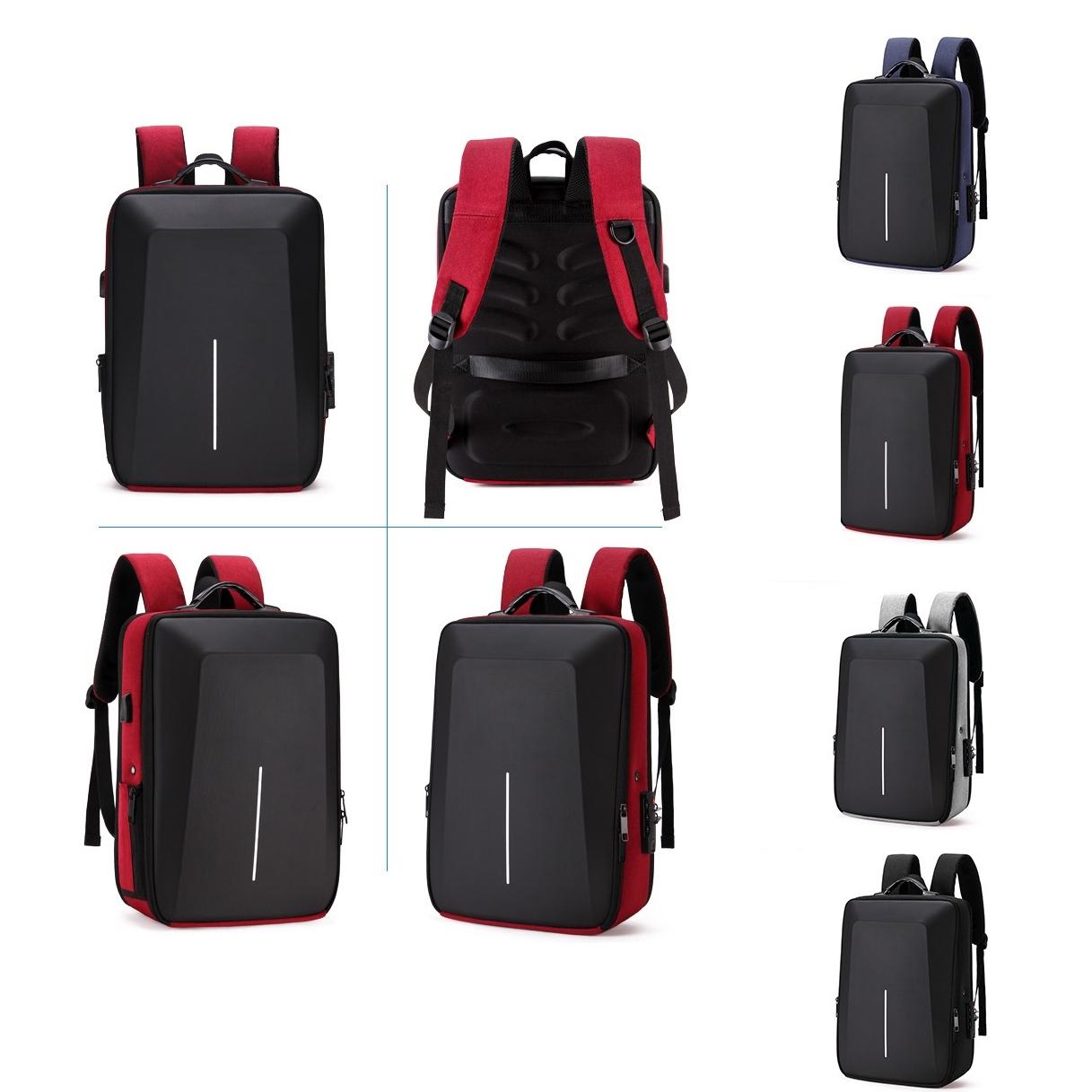 NNEDSZ Hard Shell Backpack Alloy Frame Anti-theft Computer Bag for Men Blue-2