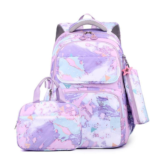 NNEDSZ Backpack Set with Lunch Bag & Pencil Case for Kids - Purple-0