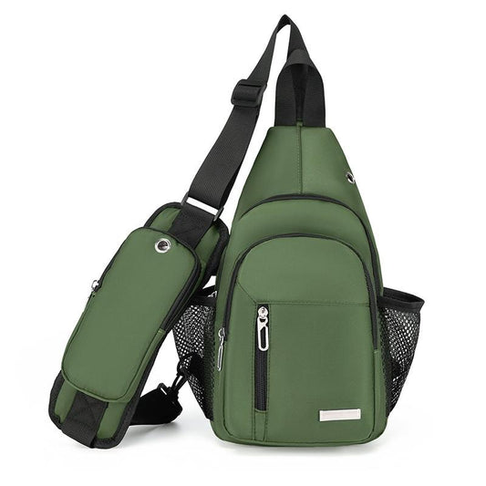 NNEDSZ Men Oxford Cloth Chest Bag Casual Crossbody Shoulder Backpack - Green-0