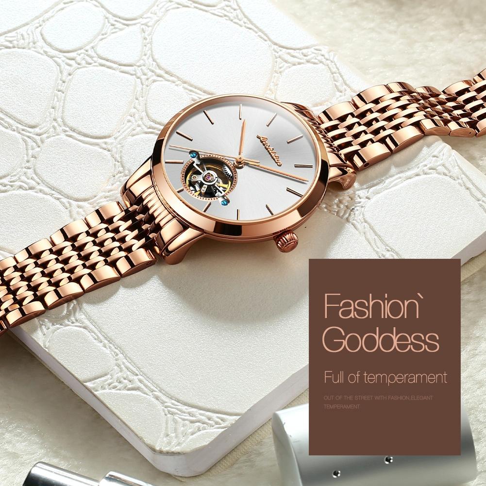 NNEDSZ Waterproof Automatic Mechanical Watch For Women With Simple Hollow Design-4