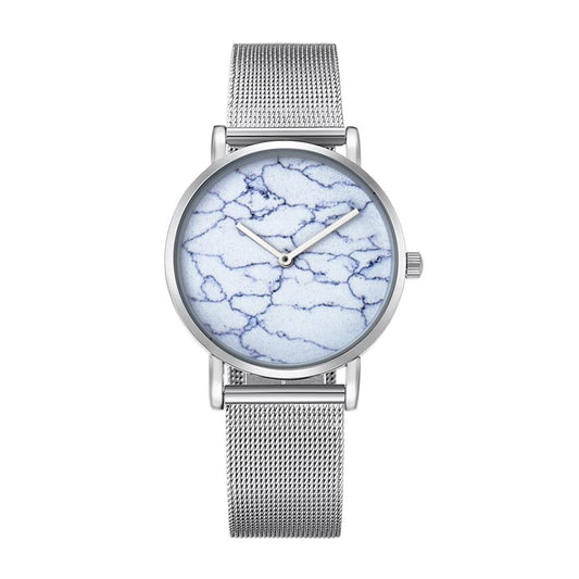 NNEDSZ Stylish Women Quartz Watch With Stainless Steel Band - Round Dial Silver Alloy Case - Wa0730D-0