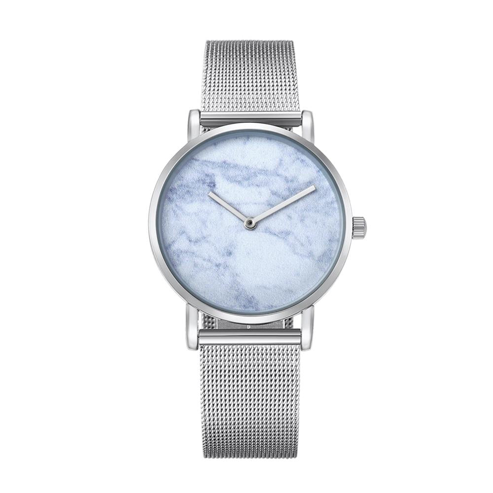 NNEDSZ Stylish Women Quartz Watch With Stainless Steel Band - Round Dial Silver Alloy Case - Wa0730D-1