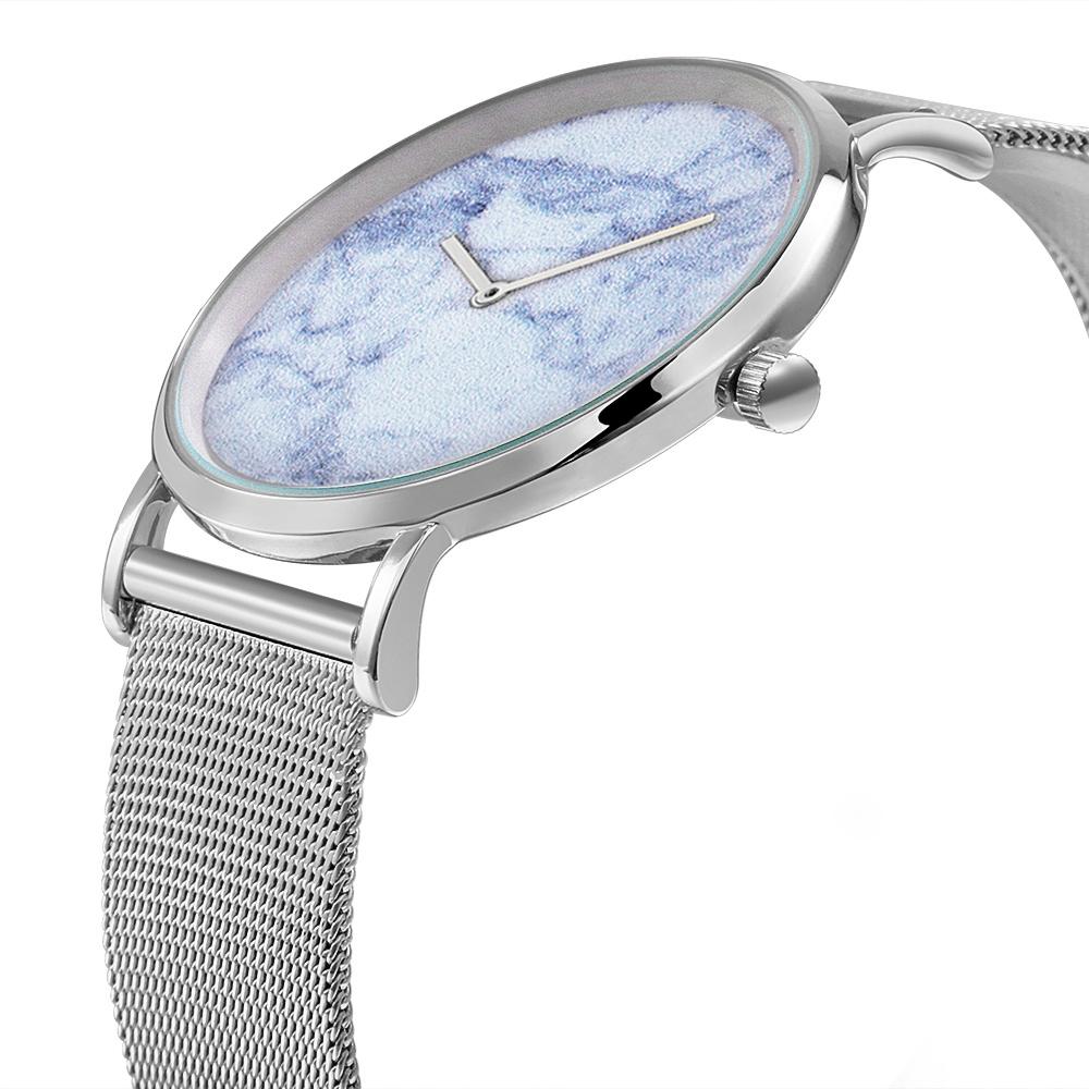 NNEDSZ Stylish Women Quartz Watch With Stainless Steel Band - Round Dial Silver Alloy Case - Wa0730D-3
