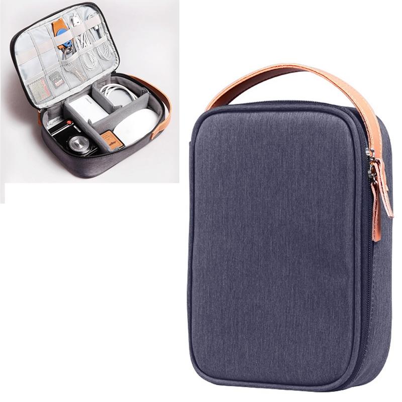 NNEDSZ Portable Multi-function Headphone Charger Data Cable Storage Bag - Ultra Fiber Power Pack - Blue l-1