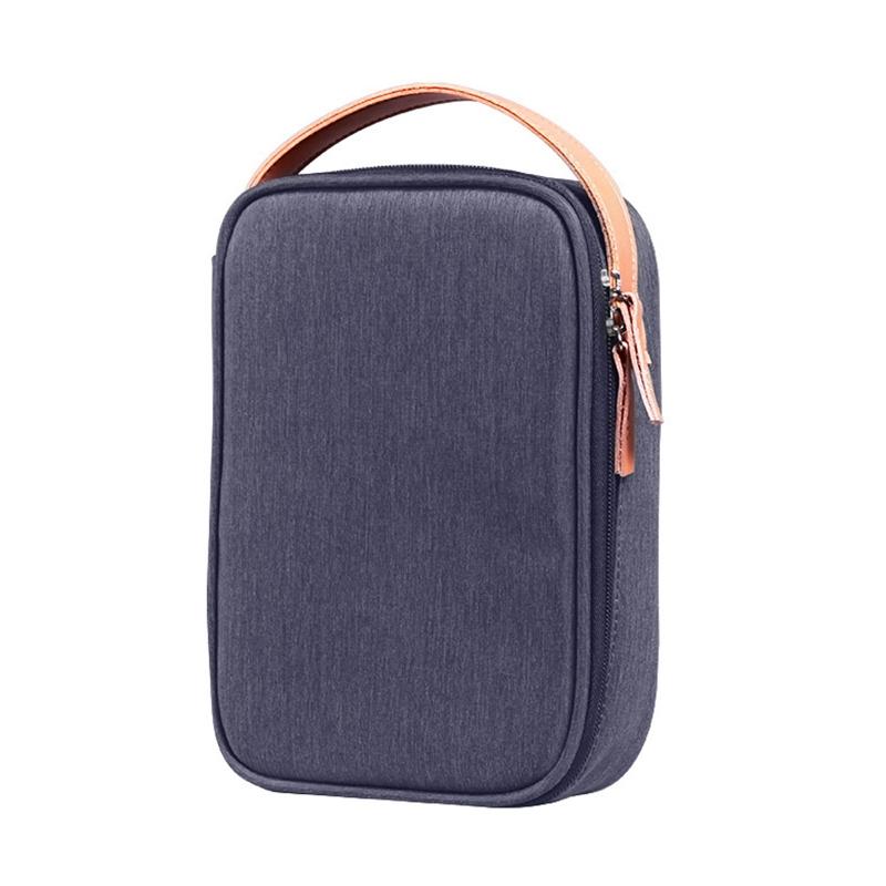 NNEDSZ Portable Multi-function Headphone Charger Data Cable Storage Bag - Ultra Fiber Power Pack - Blue l-2
