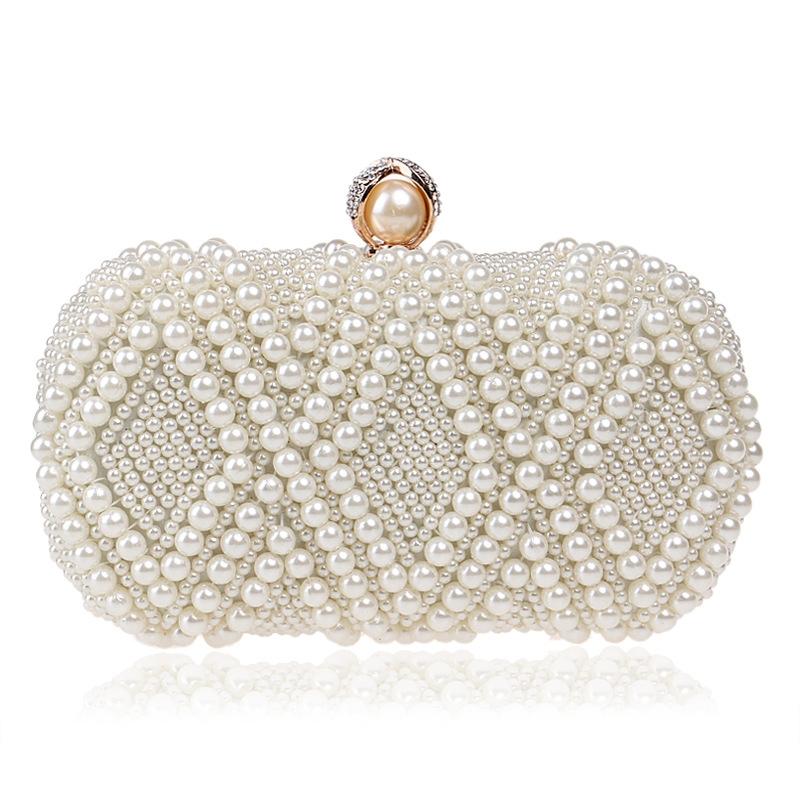 NNEDSZ Party Pearl Handbag Women Fashion Crossbody For Banquets & Events - Beige-0