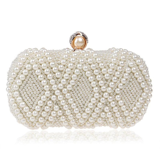 NNEDSZ Party Pearl Handbag Women Fashion Crossbody For Banquets & Events - Beige-0