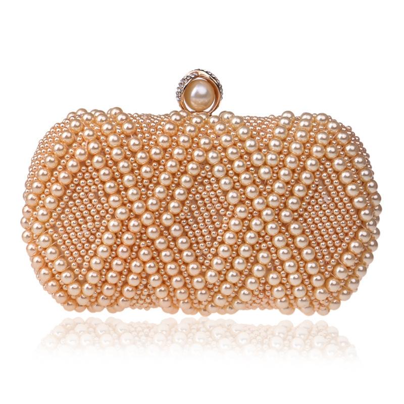 NNEDSZ Party Pearl Handbag Women Fashion Crossbody For Banquets & Events - Beige-2