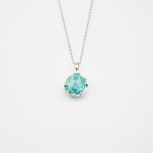 NNEDSZ Gift Box - Aroma Necklace White Gold - Planet Celestial Aqua (Light Blue) + Purify Oil Blend-0