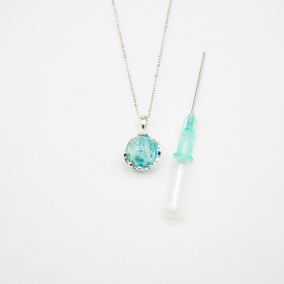 NNEDSZ Gift Box - Aroma Necklace White Gold - Planet Celestial Aqua (Light Blue) + Purify Oil Blend-3