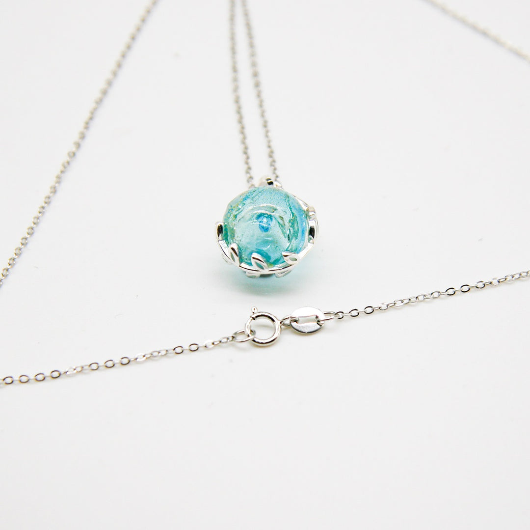 NNEDSZ Gift Box - Aroma Necklace White Gold - Planet Celestial Aqua (Light Blue) + Purify Oil Blend-4