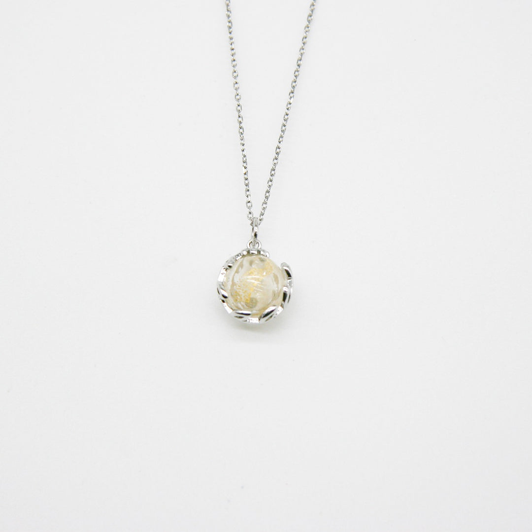 NNEDSZ Gift Box - Aroma Necklace White Gold - Planet Stardust Crystal (Gold Clear) + Purify Oil Blend-0
