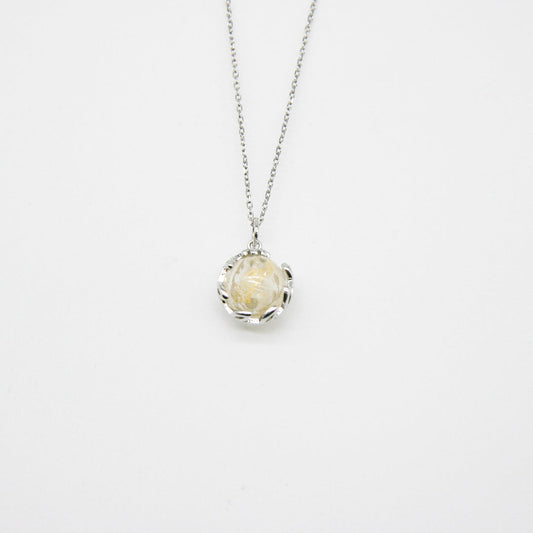 NNEDSZ Gift Box - Aroma Necklace White Gold - Planet Stardust Crystal (Gold Clear) + Purify Oil Blend-0