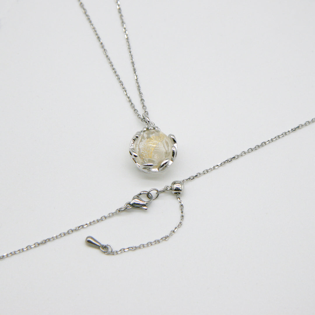 NNEDSZ Gift Box - Aroma Necklace White Gold - Planet Stardust Crystal (Gold Clear) + Purify Oil Blend-2