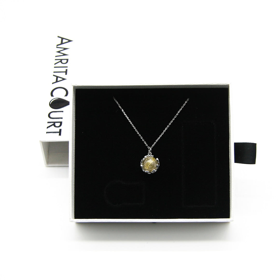 NNEDSZ Gift Box - Aroma Necklace White Gold - Planet Stardust Crystal (Gold Clear) + Purify Oil Blend-4