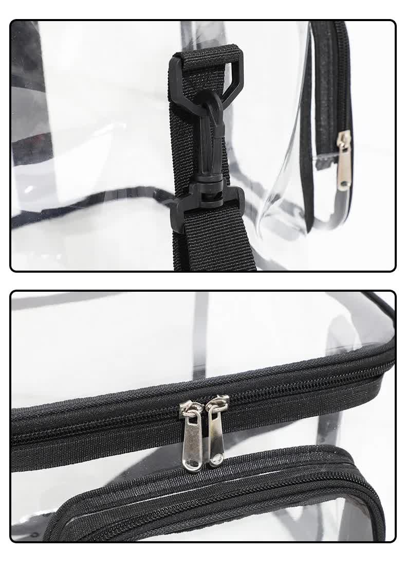 NNEDSZ Clear PVC Shoulder Bag - Transparent Travel and Stadium-Approved Tote with Zipper(Pink)-3