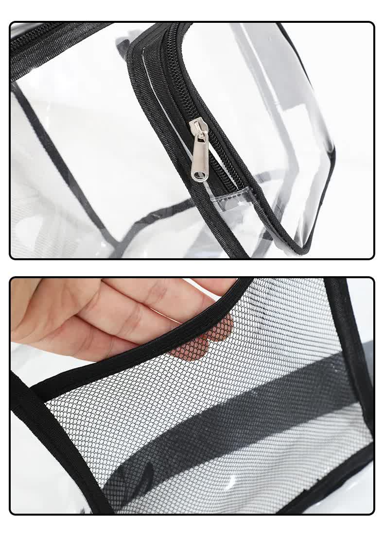 NNEDSZ Clear PVC Shoulder Bag - Transparent Travel and Stadium-Approved Tote with Zipper(Pink)-4