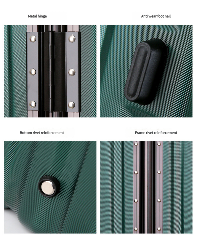NNEDSZ Aluminum Alloy Hard-Shell Suitcase with TSA Lock -20" Spinner Luggage in Black-2