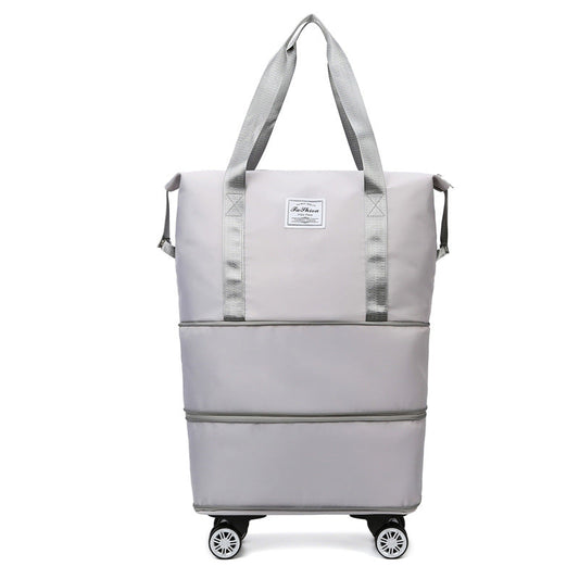 NNEDSZ Gray Large Capacity Foldable Travel Bags with Wheels - Lightweight Waterproof Duffel Totes-0