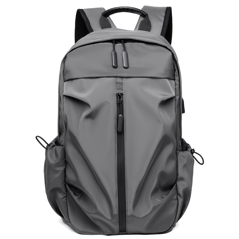 NNEDSZ Grey Business Casual Laptop Backpack with USB Charging Port - Travel, Work, and Student Use-0