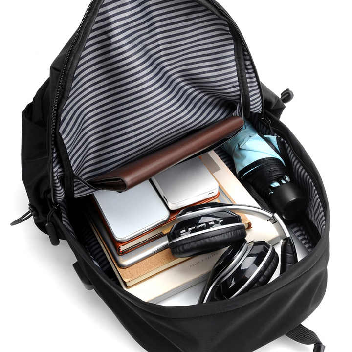 NNEDSZ Grey Business Casual Laptop Backpack with USB Charging Port - Travel, Work, and Student Use-1
