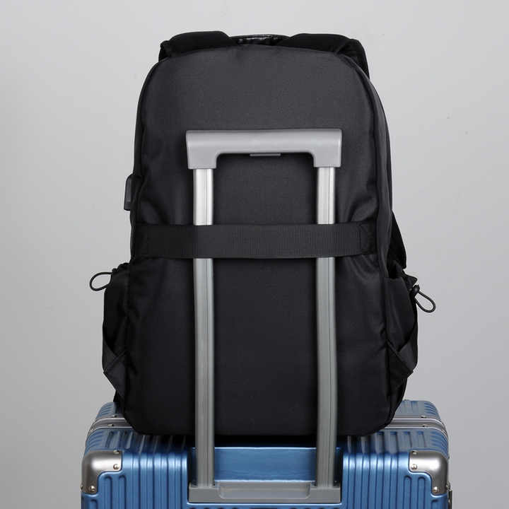NNEDSZ Grey Business Casual Laptop Backpack with USB Charging Port - Travel, Work, and Student Use-2