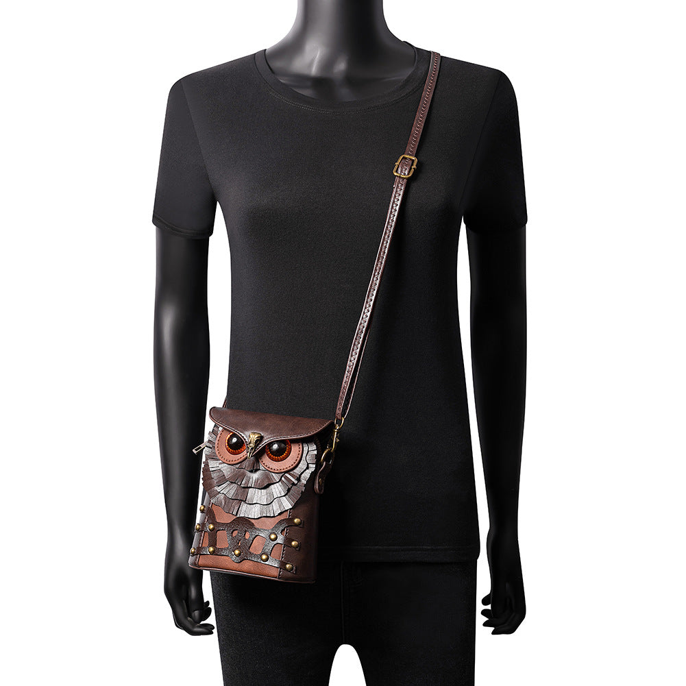 NNEDSZ Handcrafted Leather Owl Crossbody Bag – Unique Retro Design Shoulder Purse for Women-1