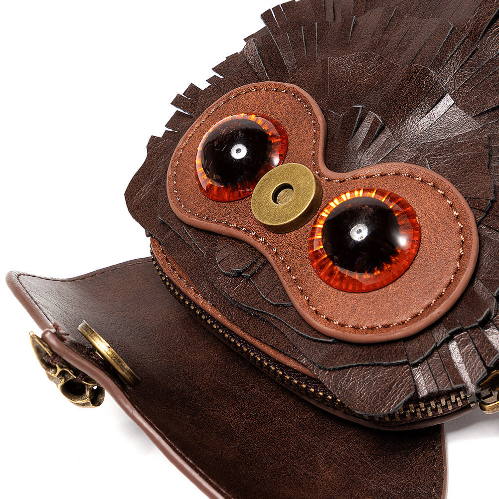NNEDSZ Handcrafted Leather Owl Crossbody Bag – Unique Retro Design Shoulder Purse for Women-4