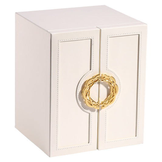 NNEDSZ White Elegant 5-Layer Large Capacity Jewelry Storage Box with Dual Opening Doors - Perfect for Organizing Necklaces, Rings, Earrings, and More(Jewelry is a photo prop and is not included)-0