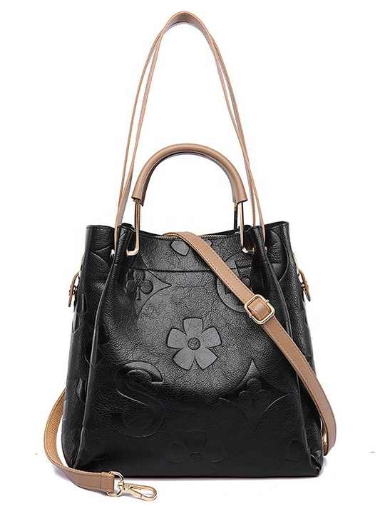 NNEDSZ Dark Green Elegant Embossed PU Leather Tote Bag for Women - Large Capacity Handbag with Inner Pouch-1